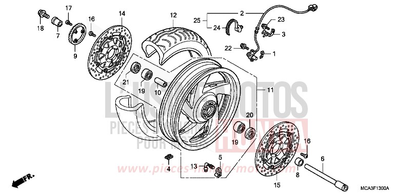 ROUE AVANT de Gold Wing BLOODSTONE RED METALLIC (R287) de 2005